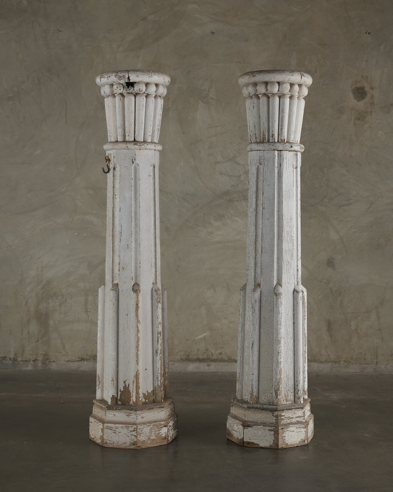 PAIR OF PAINTED WOOD FLUTED COLUMNS